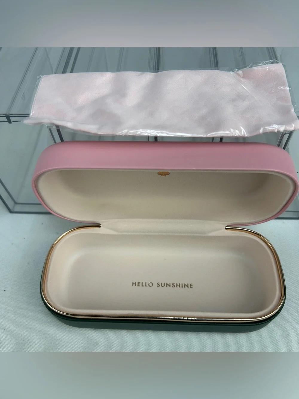 Kate Spade Pink and Green Hard Shell Clutch Case
